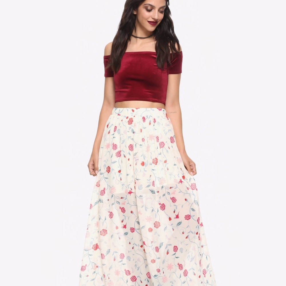 Disney Princesses Floral Layered Maxi Skirt Juniors Size M